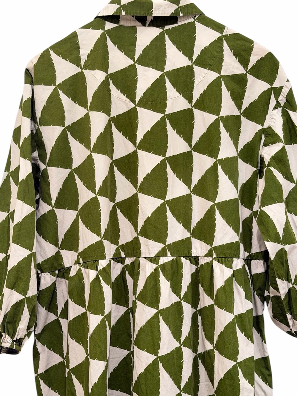 Anthropologie Maeve The Bettina Tiered Shirt Dress In Green Motif Size Large - Picture 10 of 12